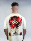Back of the Invicta Crimson Oversized Gym T-Shirt in beige, showing the oversized fit.