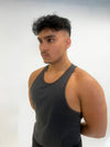 Front view of the Invicta Relentless Premium Fitted Gym Vest in grey.