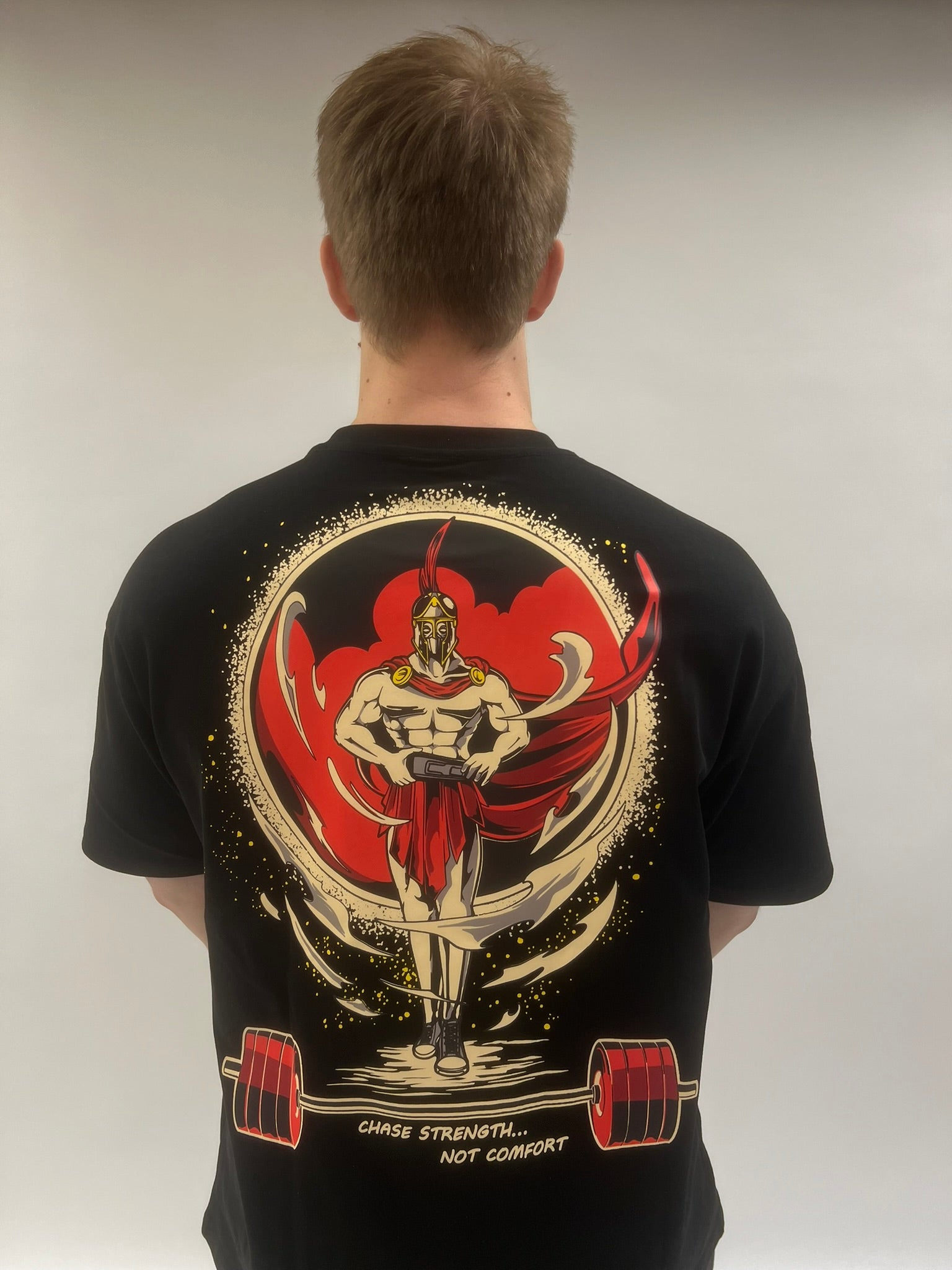 Back of the Invicta Inverse Oversized Gym T-Shirt in black, showing the oversized fit.